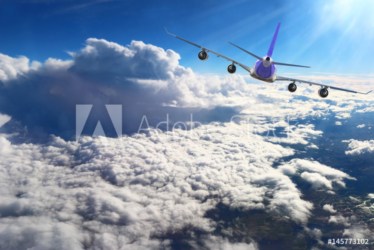 Afbeeldingen van Plane in the sky flight travel transport airplane background nature